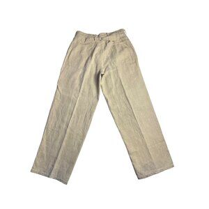 Vintage Polo Ralph Lauren 100% Linen Buckle-Back Trousers Mens 32/30 Relaxed Fit